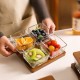 Wooden & Glass Serving Platter with Wooden Stand - 4 Pieces